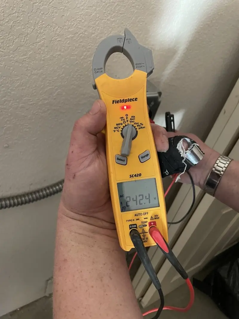 Voltage testing with clamp meter during Hot Tub / Pool Electrical Wiring in Wind Gap